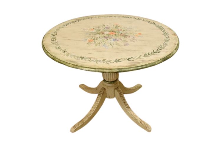 Paint Decorated Floral Pattern Occasional Table