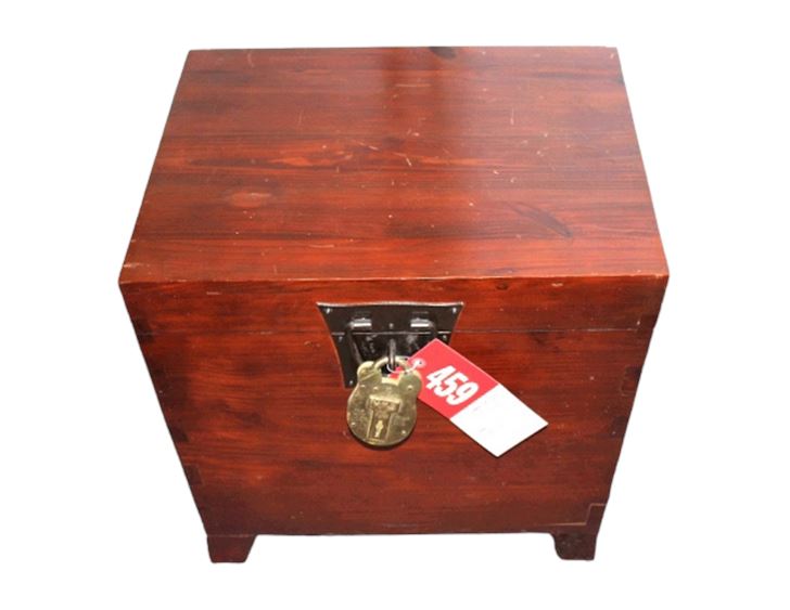 Camphor Wood Campaign Style Chest with Old English Admiralty Brass Lock