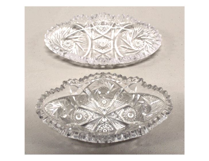 Two (2) American Brilliant Cut Glass Oblong Dishes
