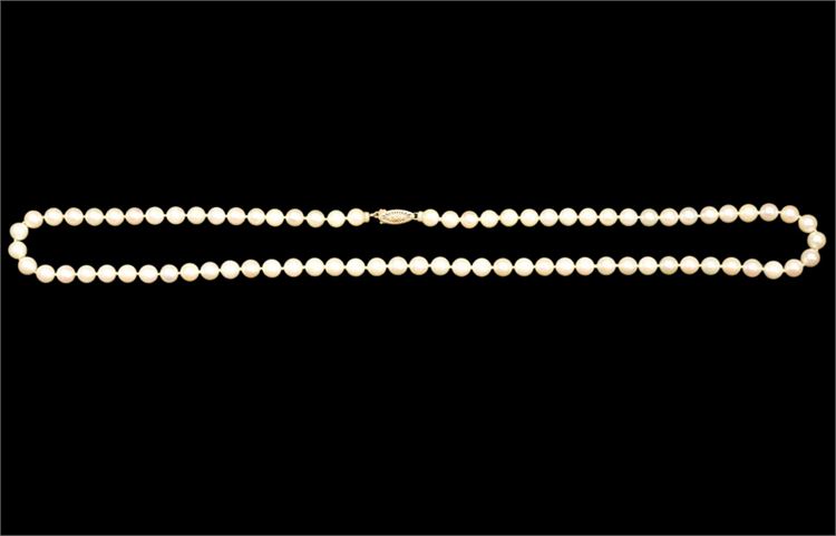 Pearl Necklace With 14K Yellow Gold Clasp