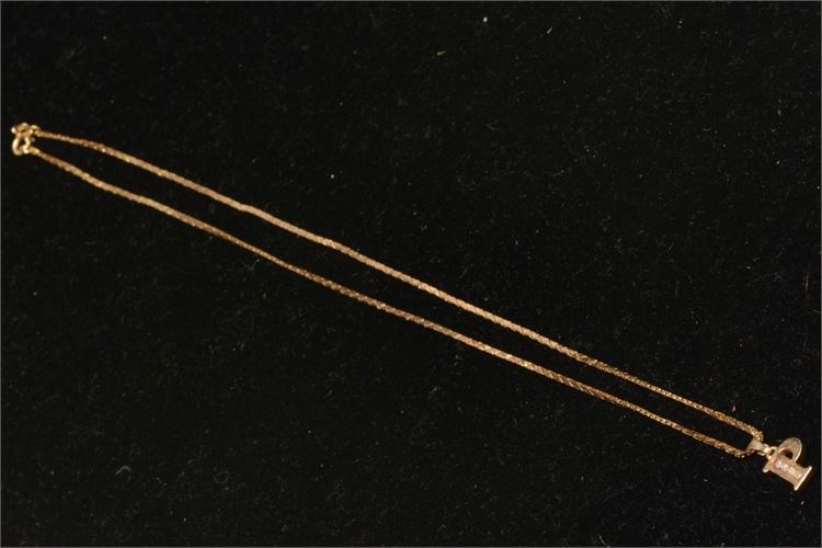 14K Yellow Gold Necklace and P Pendant