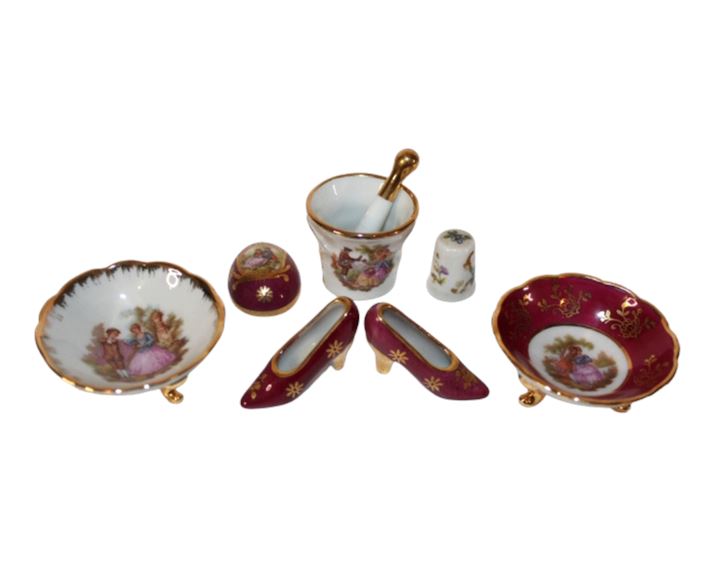 Limoges Fragonard Porcelain Miniatures, 7 Pc