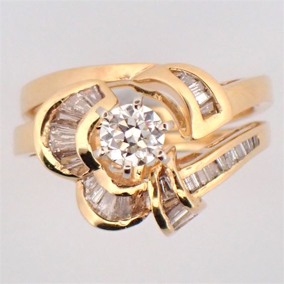 18K Yellow Gold Wedding Set 1 Carat T.W.