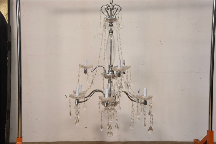 Chrome and Beaded Crystal Chandelier