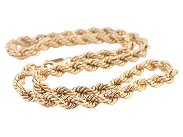 14K Yellow Gold 5.3mm Rope Chain, 40.6g