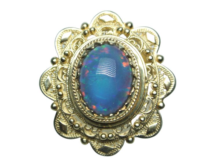 Vintage 10K Yellow Gold Opal Triplet Slide Pendant