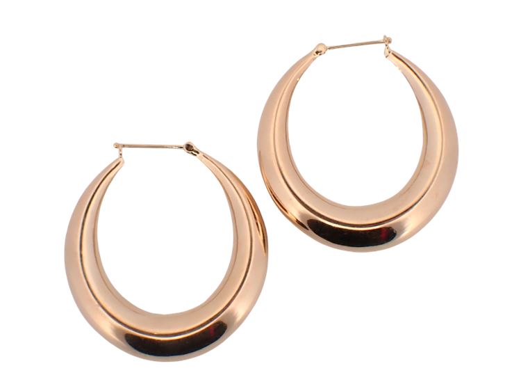 14K Yellow Gold Oval Hoop Earrings, 10.46 gr