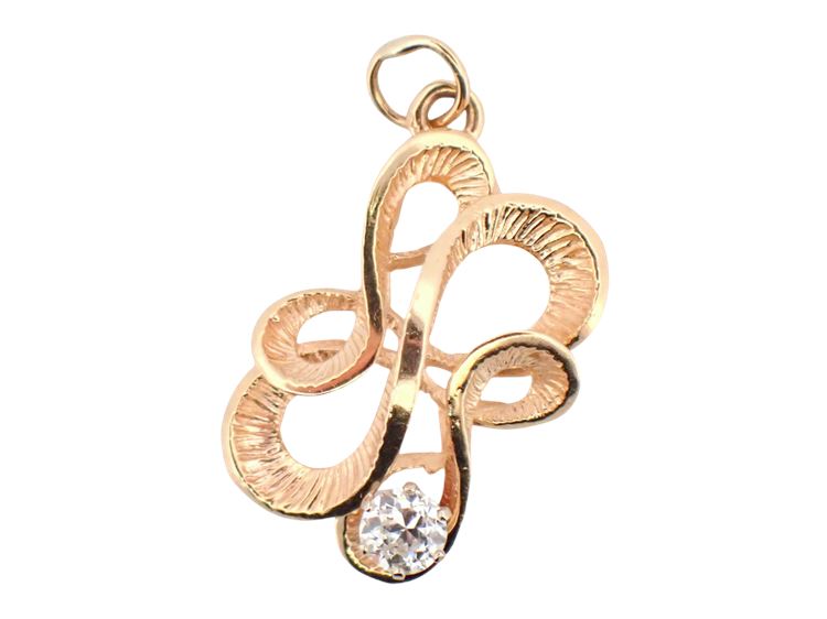 14K Yellow Gold European Cut Diamond Pendant