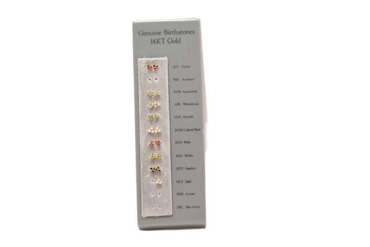 14K Birthstone Earring Set