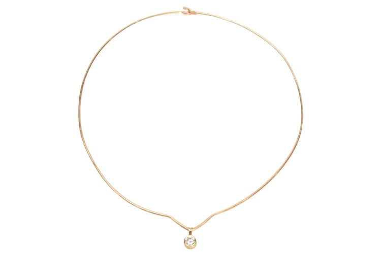 14K Yellow Gold Necklace With Synthetic Diamond Pendant