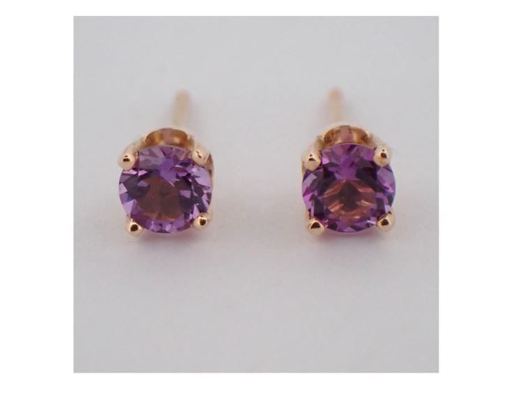 14K Yellow Gold Amethyst Earrings