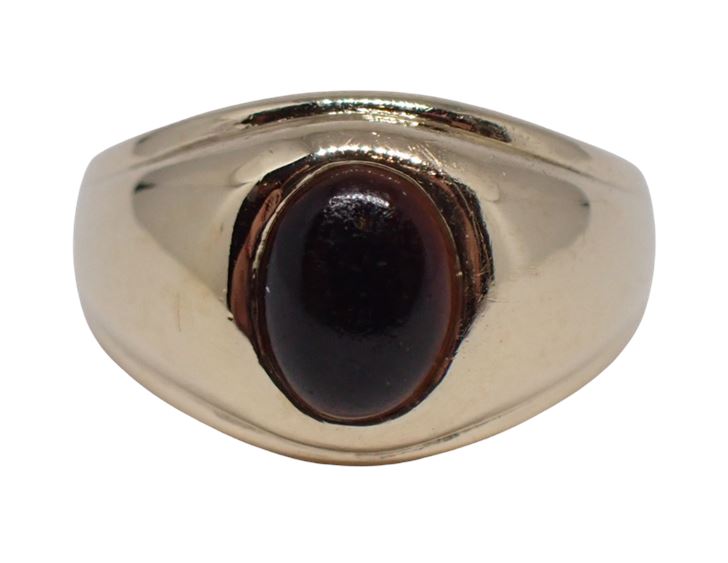 14K Yellow Gold Oval Onyx Cabochon Ring