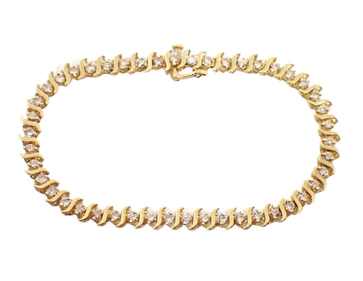 10K Yellow Gold 1.45 ctw Diamond Tennis Bracelet