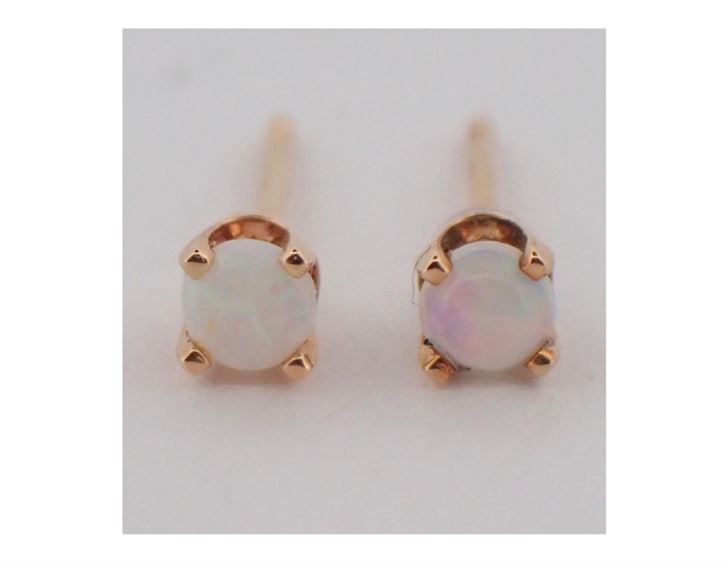 14K Yellow Gold Opal Earrings