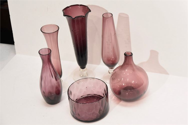 Group Purple Art Glass Objects