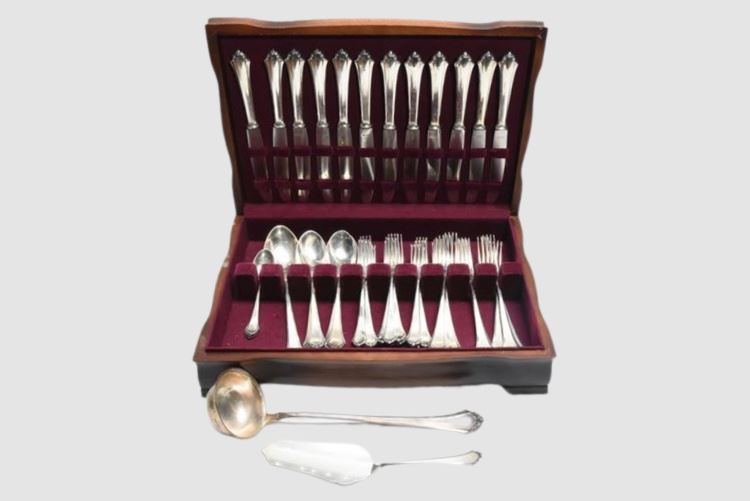 ROSTFREI Sterling Silver Flatware Service With Wooden Case