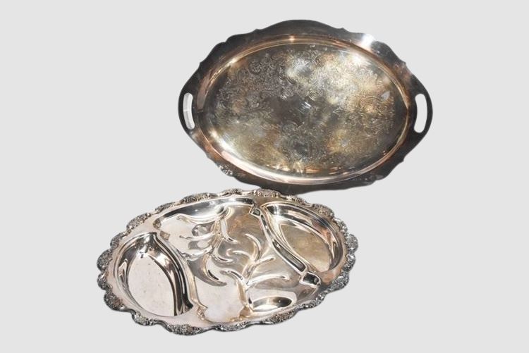 Two (2) Silverplated Serving Trays