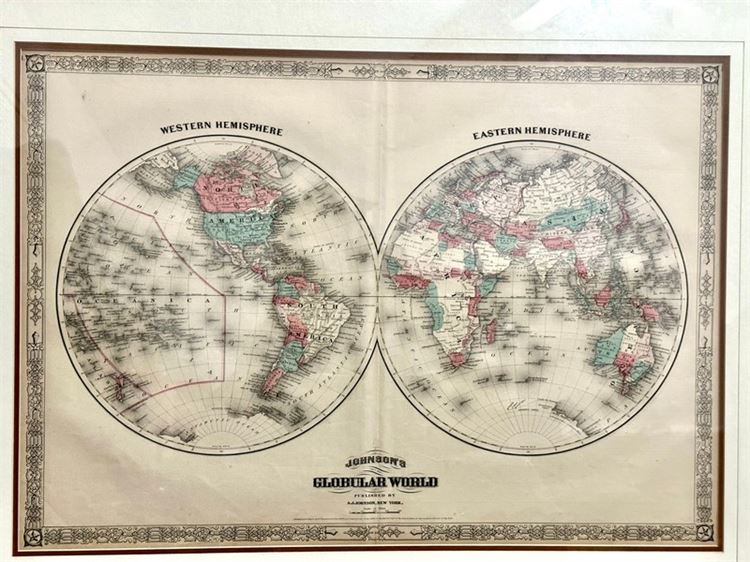 1867 Johnson Globular World Map