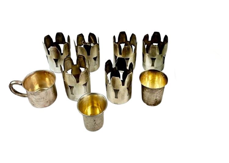 Group Lot Sterling Silver Cups and Holders