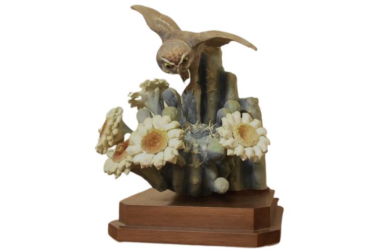 Elf Owl & Saguaro - Doughty American Birds by ROYAL WORCESTER