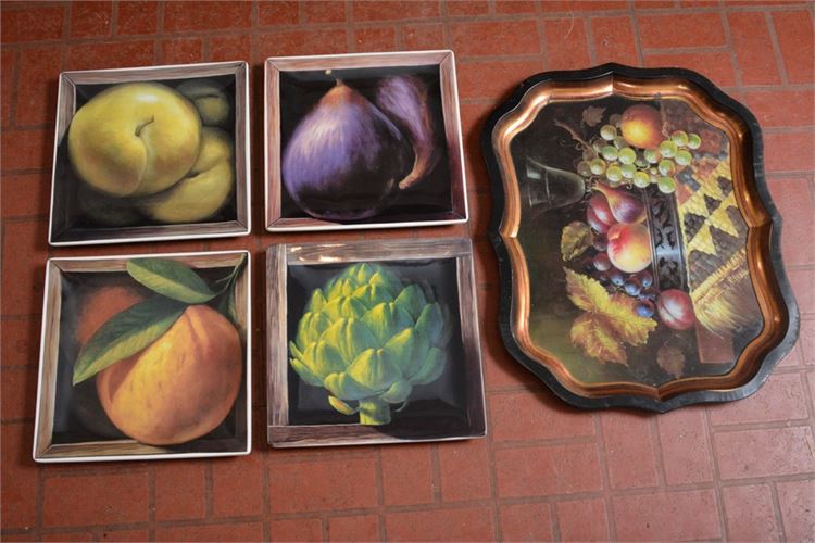 Group Painted Fruit Patterned Dishes