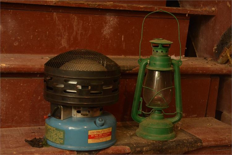 Vintage Outdoor Heater and Lantern