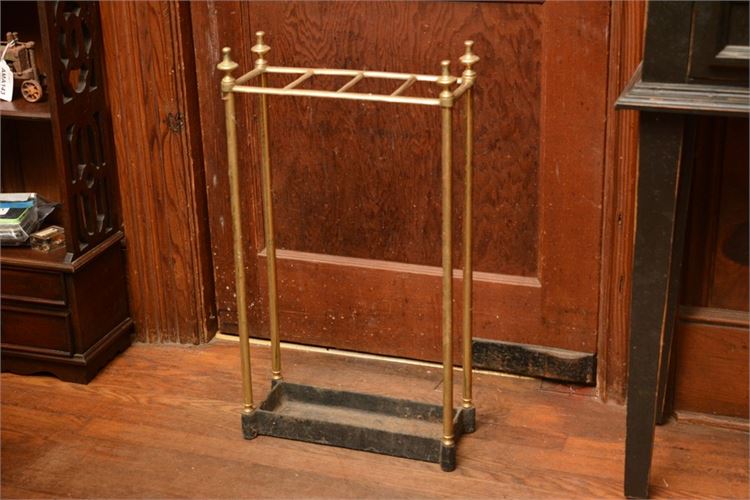 Architectural Brass and Iron Cane Umbrella Stand