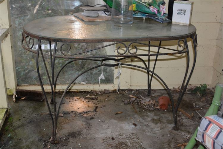 Scrolled Metal Glass Top Table