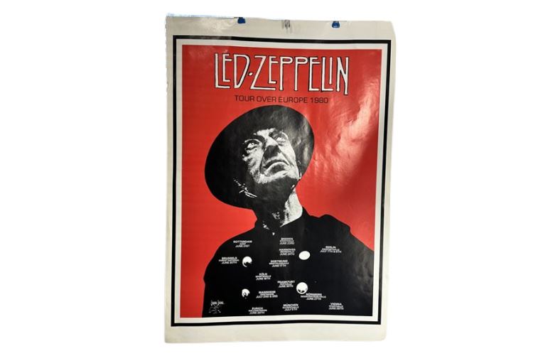 Rare Led Zeppelin 1980 Tour Over Europe Original Poster