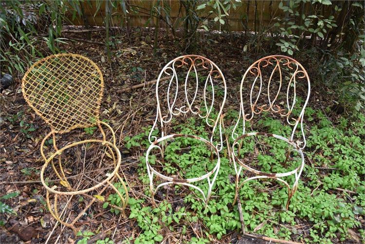 Three (3) Scrolled Metal Garden Chairs