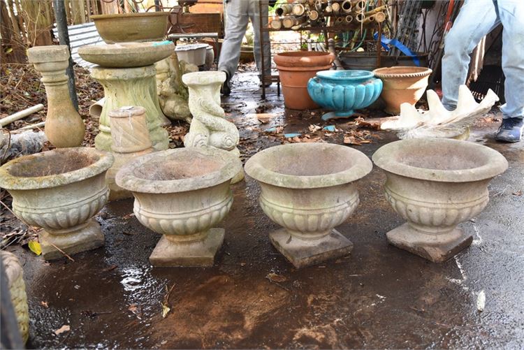 Four (4) Concrete Garden Urns