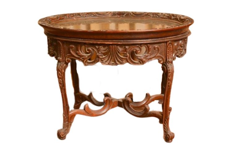 Carved Mahogany  Tray Table