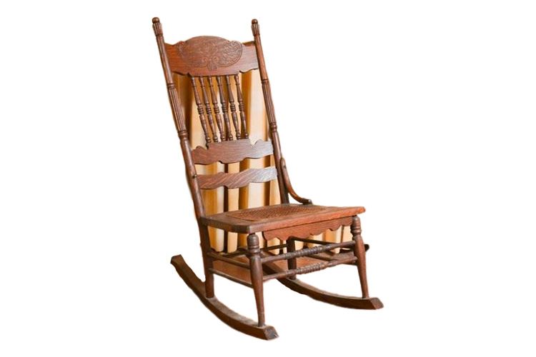 Cane Seat Spindle Back Rocking Chair