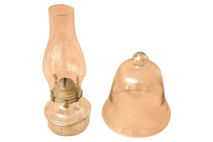 Oil lantern with finger hole and one Bell shaped glass cheese cover