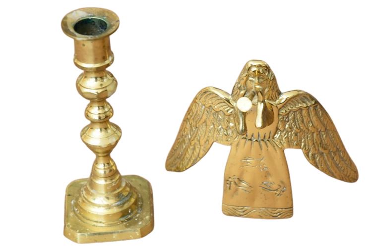 Two brass candlesticks