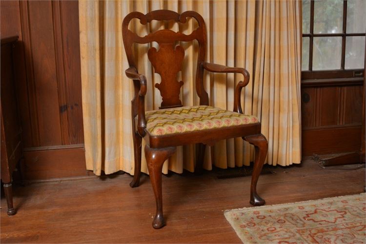 Ribbon Back Armchair With Upholstered Seat