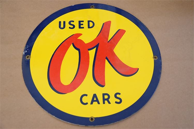 Chevrolet OK Used Cars Chevy Embossed Metal Tin Sign