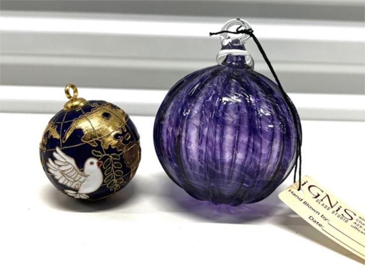 Pair iGNiS Hand Blown Glass Ornaments, 2 Pc