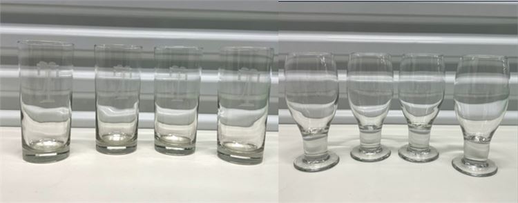 Craft Beer & T' Etched Drinking Glasses, 8 Pc