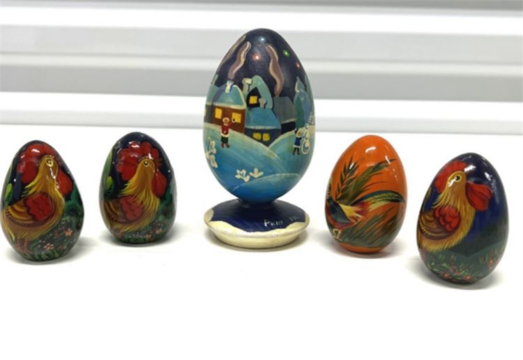 Hand Painted Egg Art, 5 Pc