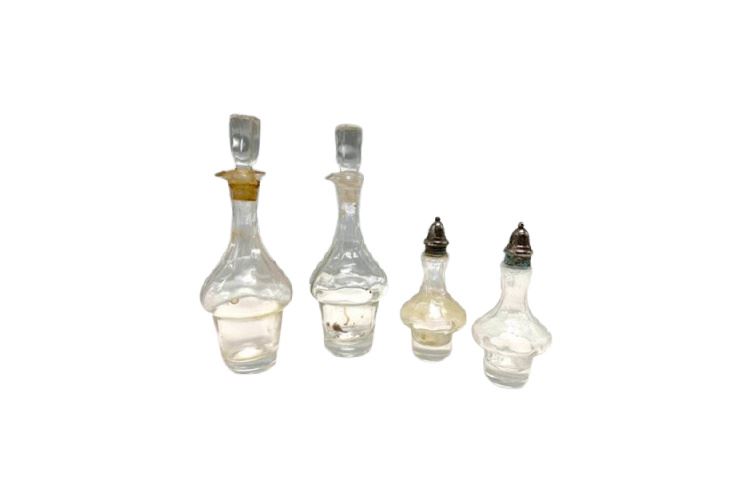 Vintage Glass Oil & Vinegar, Salt & Pepper Shakers, 4 Pc