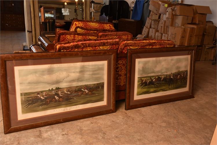 Pair Framed Horse Racing Prints