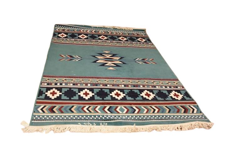 Teal and Tan Native American Style Rug