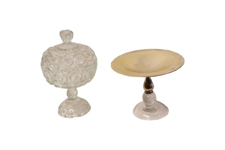 Lidded Pedestal Candy Dish and Cake Stand