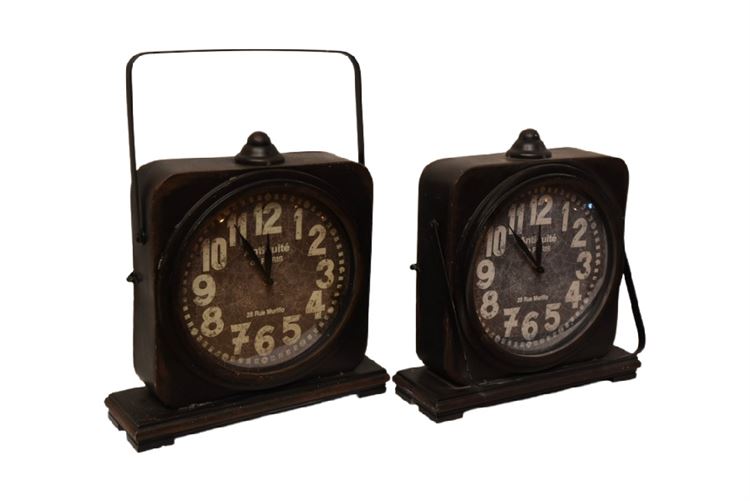 Two (2) Vintage Style Table Clocks