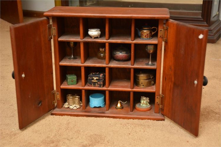 Vintage Wooden Cabinet With Contents