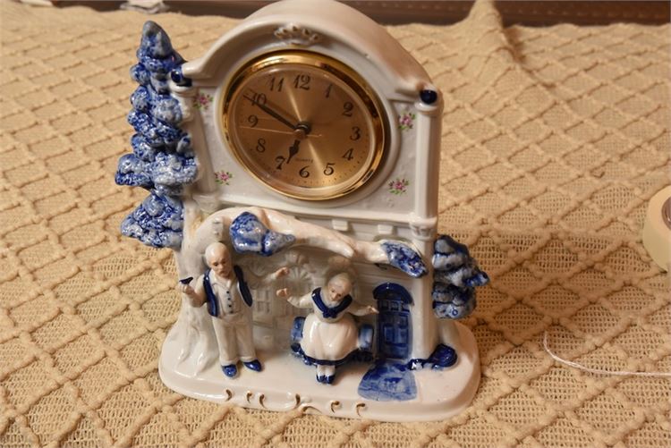 Porcelain Quartz Mantel Shelf Clock-The Golden Years Limited Edition Blue /White