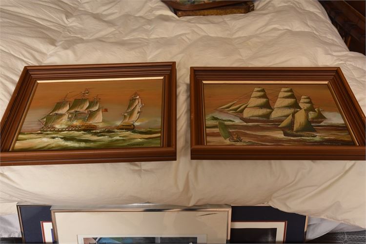 Pair Framed Nautical Artworks