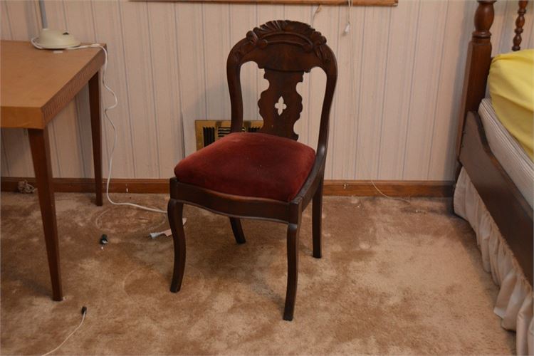 Vintage Ribbon Back Chair With Upholstered Seat