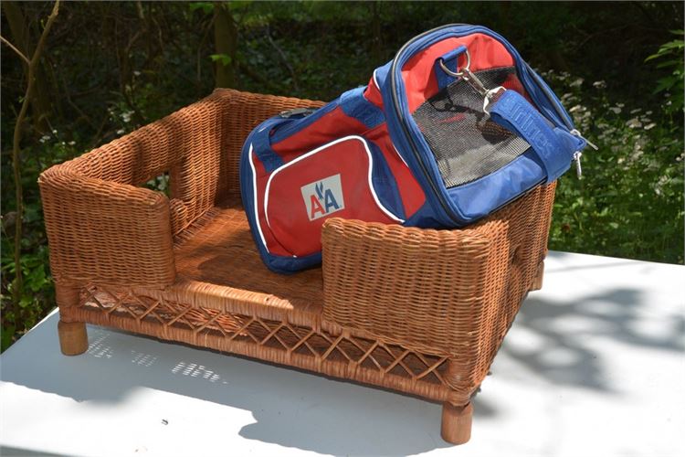 Wicker Pet Bed With Duffle Bag